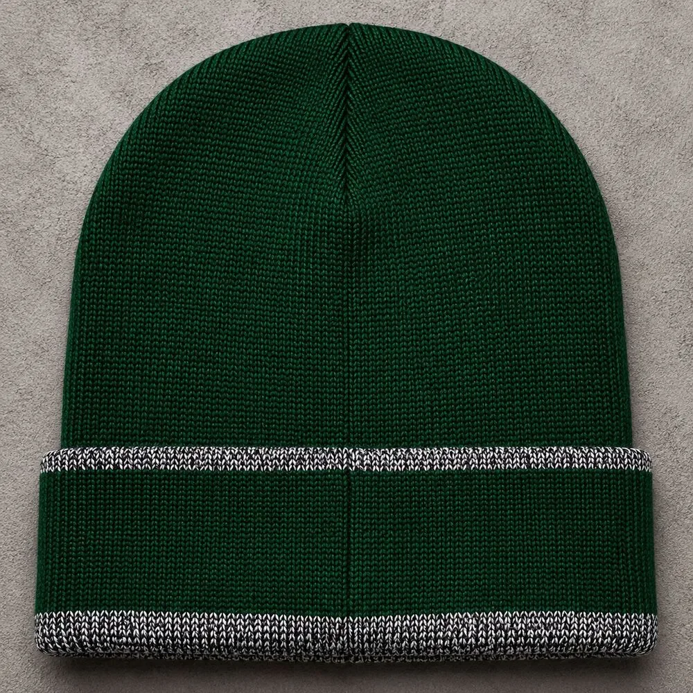 Jerusalem Israel Beanie Green Knit Cuffed Winter Hat Souvenir Hebrew One Size